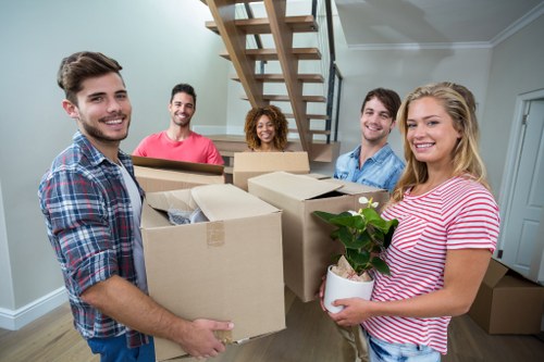 Packed moving boxes ready for house removals in Hammersmith