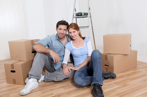 Packed boxes and furniture ready for a local flat move in Hammersmith