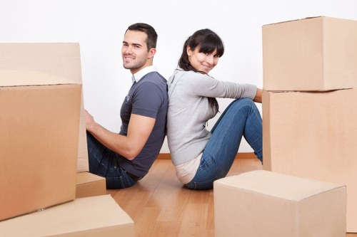 Planning flat removals in Hammersmith with boxes packed and ready for transport