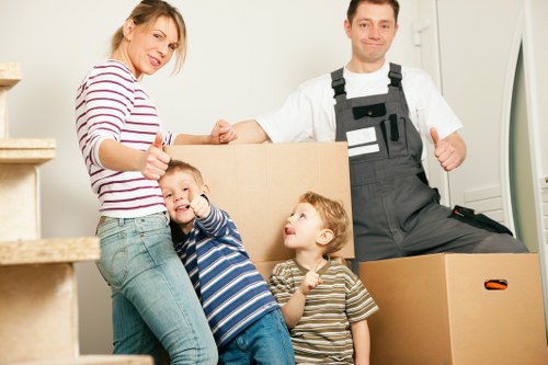 Organised storage space in Hammersmith with boxes and furniture