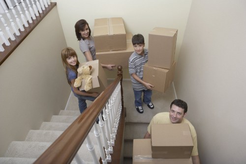 Student moving boxes and personal belongings prepared for removal in Hammersmith